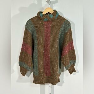 70’s Nina Ricci Paris Wool Mohair Sweater – Braided Collar Knit Medium Vintage